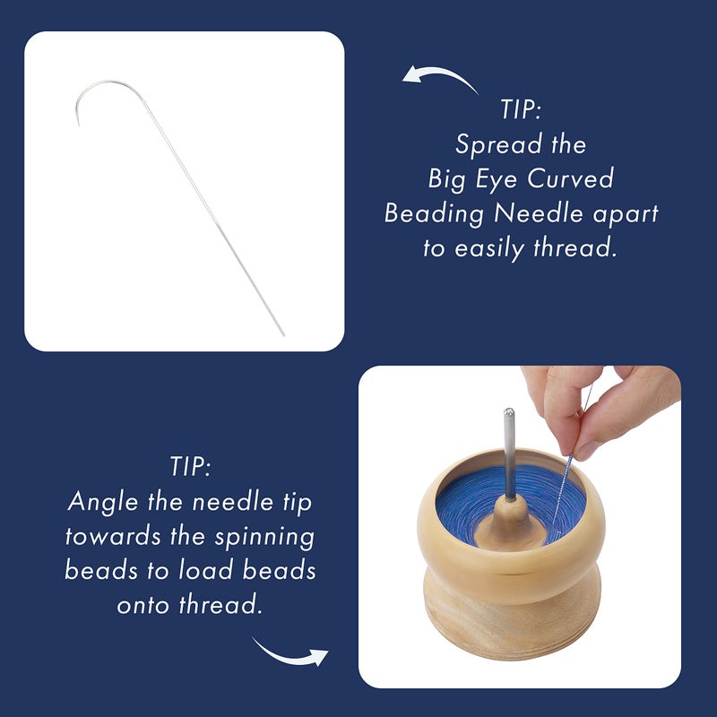 Beadalon Spin N Bead Spinner for Fast Stringing - Ideal for Beaders, Jewelry Makers & Designers - Wood Bowl with Big Eye Needle - Saves Time & Loads Seed Beads Efficiently - Image 5